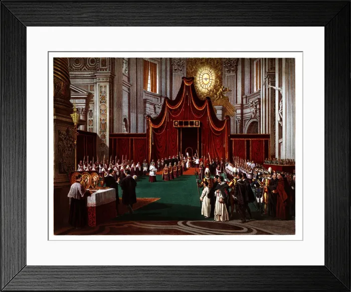 Framed Print : Pontifical ceremonies. Blessing of the Palm Sunday. Color engraving from 1871 Framed Print : Pontifical ceremonies. Blessing of the Palm Sunday. Color engraving from 1871