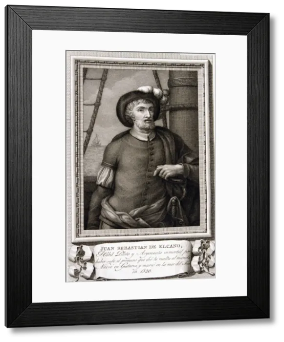 Framed Print : Juan Sebastian de Elcano (1476-1526), Spanish navigator and explorer, engravingof Framed Print : Juan Sebastian de Elcano (1476-1526), Spanish navigator and explorer, engravingof