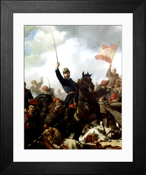 Framed Print : General Prim followed by Catalan volunteers and the battalion of Alba de Tormes Framed Print : General Prim followed by Catalan volunteers and the battalion of Alba de Tormes