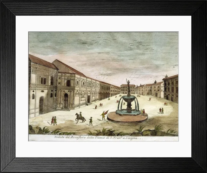 Framed Print : View of the Monastery in the Plaza de San Francisco in Seville, 19th century drawing Framed Print : View of the Monastery in the Plaza de San Francisco in Seville, 19th century drawing