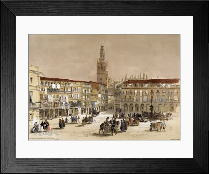 Framed Print : Plaza de San Francisco in Seville, 19th century drawing Framed Print : Plaza de San Francisco in Seville, 19th century drawing