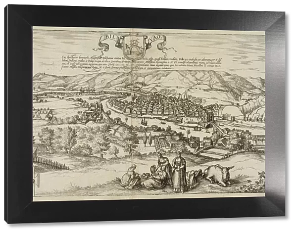 View of the city of Bilbao. Engraving of 1544 for the play Civitates Orbis Terrarrum