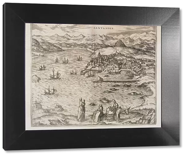 View of the city of Santander. Engraving for the work Civitates Orbis Terrarrum