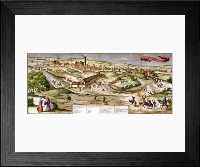 Framed Print : View of the city of Seville, engraving of 16th century Framed Print : View of the city of Seville, engraving of 16th century
