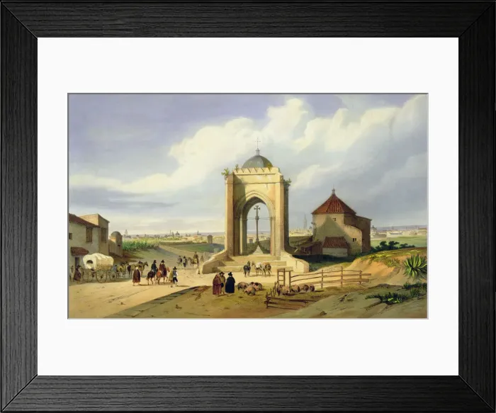 Framed Print : View of the city of Seville from the Cruz del Campo, engraving Framed Print : View of the city of Seville from the Cruz del Campo, engraving