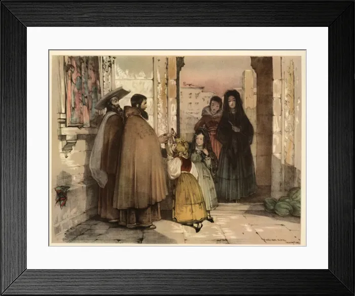 Framed Print : Spain. The reliquary. Folk costumes of the time Framed Print : Spain. The reliquary. Folk costumes of the time