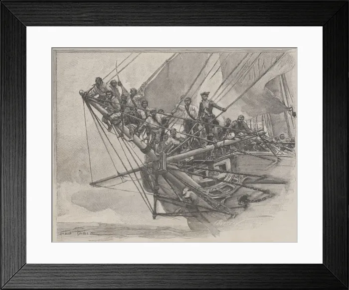 Framed Print : Corsairs of the Caribbean Sea, prepared for boarding a ship, engraving from 1860 Framed Print : Corsairs of the Caribbean Sea, prepared for boarding a ship, engraving from 1860