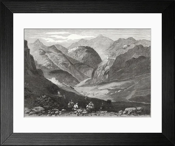 Framed Print : British-Afghan war, view of the Khyber Pass on the Afghan border with India Framed Print : British-Afghan war, view of the Khyber Pass on the Afghan border with India