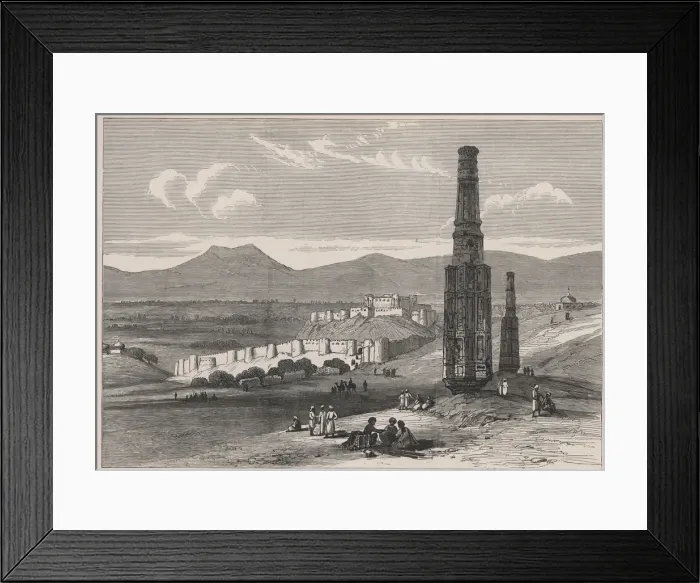 Framed Print : British-Afghan war, fortress and citadel of Ghuzni and two of its minarets in Afghanistan Framed Print : British-Afghan war, fortress and citadel of Ghuzni and two of its minarets in Afghanistan