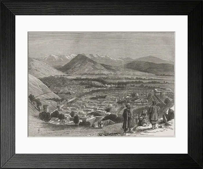 Framed Print : British-Afghan war, view of Kabul city from the top of the Citadel. Afghanistan