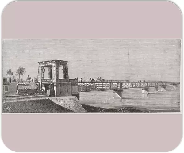 Iron Bridge over the River Nile in Mansura, engraving from 1878