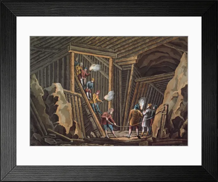 Framed Print : Salt mine in Halbein, engraving Framed Print : Salt mine in Halbein, engraving