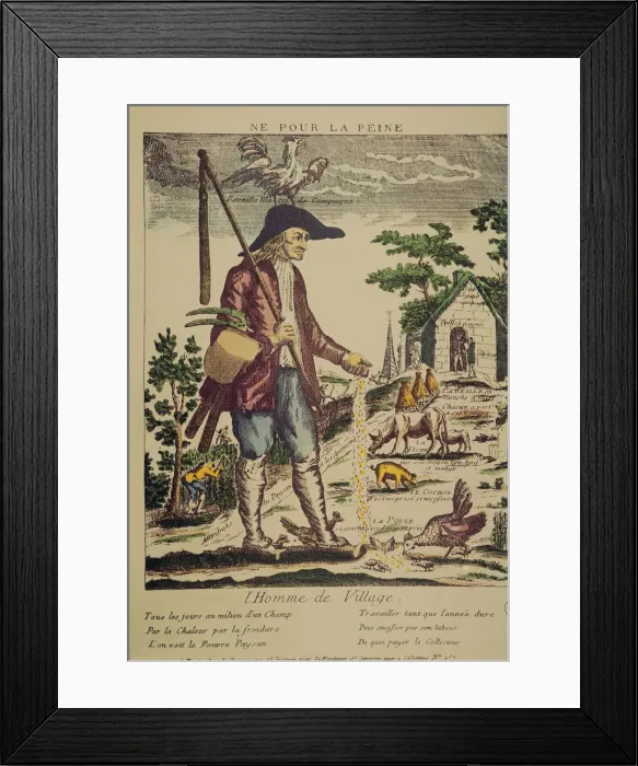 Framed Print : Born to suffer, allegory about the sad situation of the farmers before the 1789 French Framed Print : Born to suffer, allegory about the sad situation of the farmers before the 1789 French