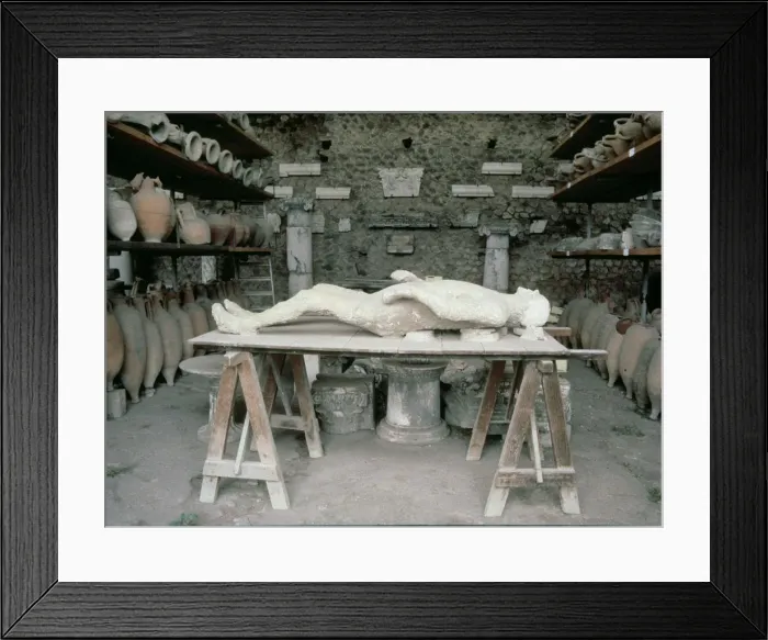 Framed Print : Plaster reproduction of an inhabitant of Pompeii died during the eruption of Vesuvius Framed Print : Plaster reproduction of an inhabitant of Pompeii died during the eruption of Vesuvius