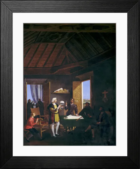Framed Print : Conversation in the Chapter House of the Monastery of Columbus, physicist Garcia Fernandez Framed Print : Conversation in the Chapter House of the Monastery of Columbus, physicist Garcia Fernandez