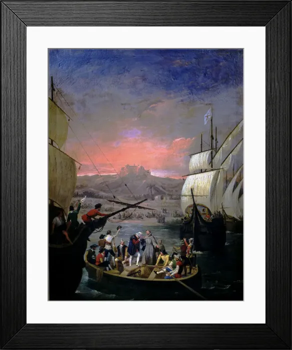 Framed Print : Departure of the Pinta, Nina and Santa Maria del Puerto de Palos Christopher Columbus Framed Print : Departure of the Pinta, Nina and Santa Maria del Puerto de Palos Christopher Columbus