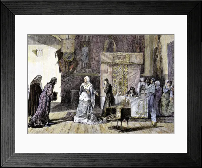 Framed Print : Engraving in the Spanish and American Illustration from painting Elizabeth I Framed Print : Engraving in the Spanish and American Illustration from painting Elizabeth I