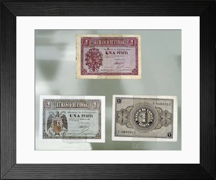 Framed Print : Numismatica Guerra Civil Espanola. 1936-1939 Billetes De Una Peseta Emitidos En Framed Print : Numismatica Guerra Civil Espanola. 1936-1939 Billetes De Una Peseta Emitidos En