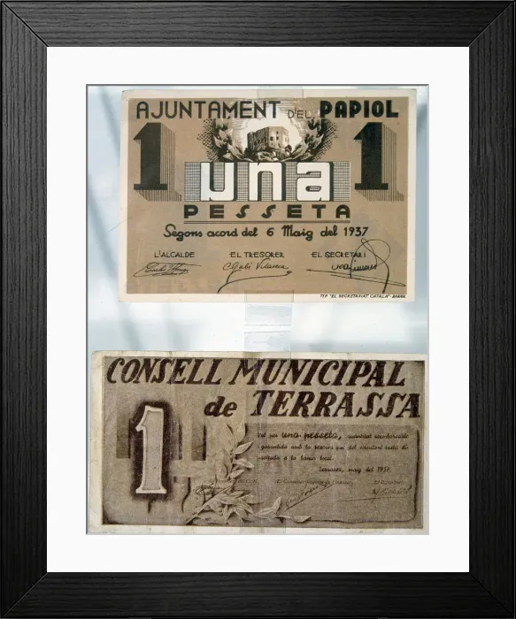 Framed Print : Numismatica Billetes De Una Peseta Emitidos Por El Ayuntamiento De Papiol Y Tarrasa Framed Print : Numismatica Billetes De Una Peseta Emitidos Por El Ayuntamiento De Papiol Y Tarrasa