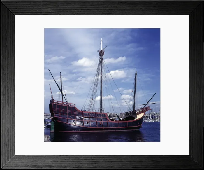 Framed Print : Reproduction of the Santa Maria ship with which Christopher Columbus made ??the voyage to America Framed Print : Reproduction of the Santa Maria ship with which Christopher Columbus made ??the voyage to America