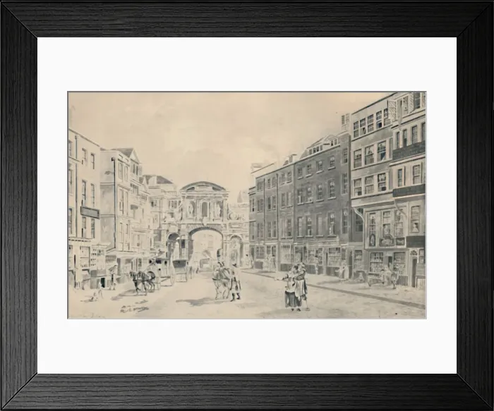 Framed Print : West of Temple Bar, 1772, (1920). Artist: James Miller Framed Print : West of Temple Bar, 1772, (1920). Artist: James Miller