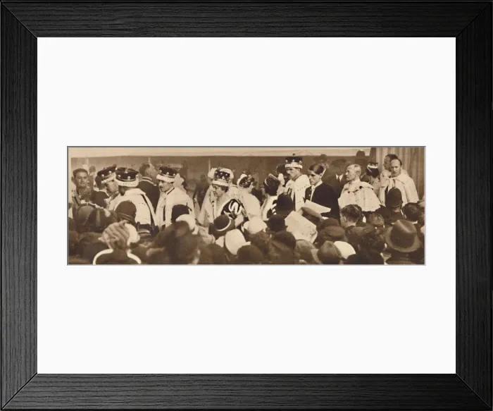 Framed Print : Peers Seek Their Cars, Passing Through Crowds, 1937 Framed Print : Peers Seek Their Cars, Passing Through Crowds, 1937