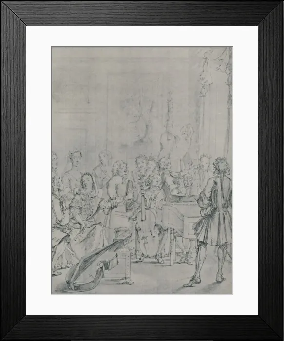 Framed Print : A Concert in a Noblemans House, 1736, (1920). Artist: Marcellus Laroon the Younger Framed Print : A Concert in a Noblemans House, 1736, (1920). Artist: Marcellus Laroon the Younger