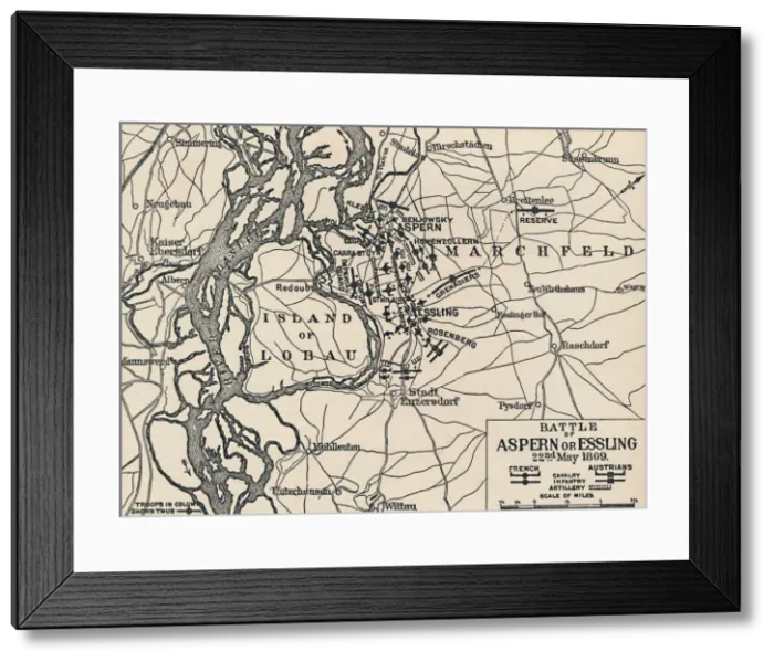 Framed Print : Battle of Aspern or Essling, 22nd May 1809, (1896) Framed Print : Battle of Aspern or Essling, 22nd May 1809, (1896)