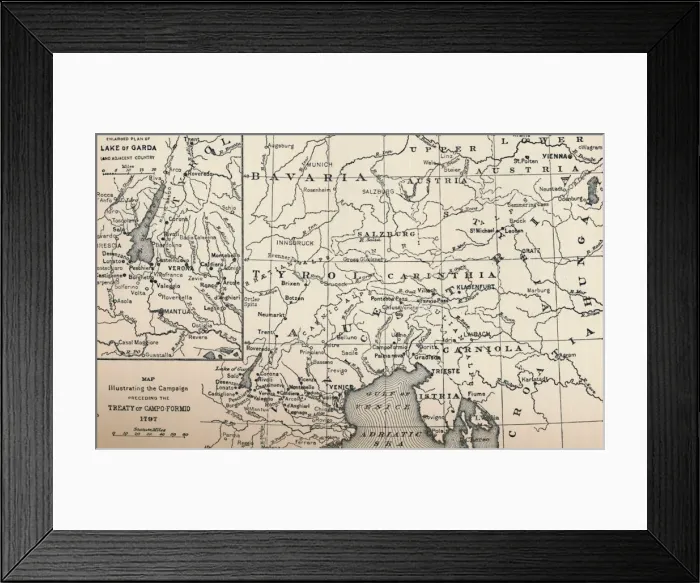 Framed Print : Map Illustrating the Campaign Preceding the Treaty of Campo-Formio, 1797, (1896) Framed Print : Map Illustrating the Campaign Preceding the Treaty of Campo-Formio, 1797, (1896)