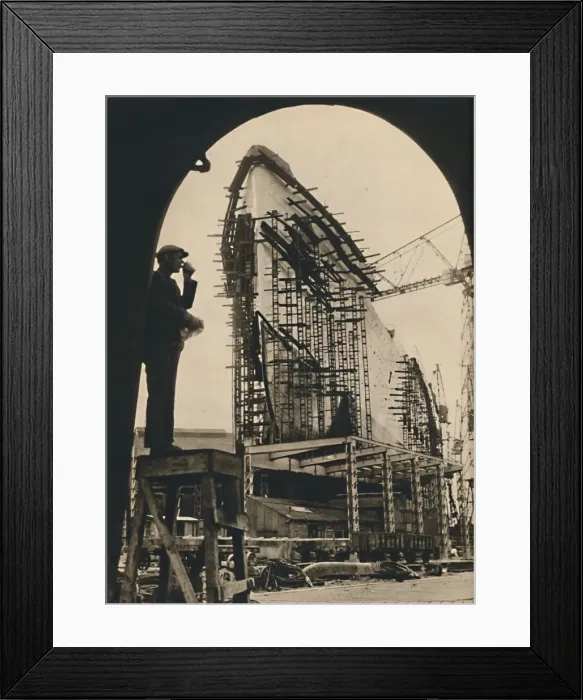 Framed Print : The Massive Hull, partly placed, 1930-1934, (1936) Framed Print : The Massive Hull, partly placed, 1930-1934, (1936)