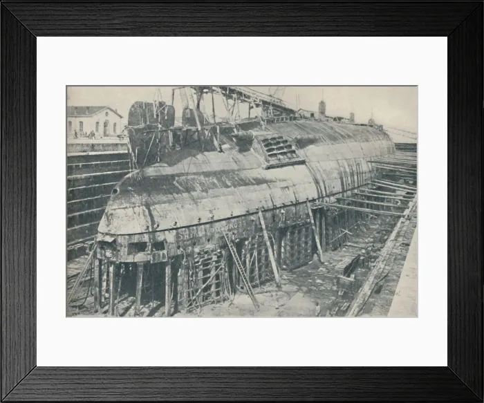 Framed Print : A Great Feat Partly Accomplished. The Leonardo da Vinci resting in dry dock, 1936 Framed Print : A Great Feat Partly Accomplished. The Leonardo da Vinci resting in dry dock, 1936