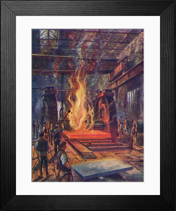 Framed Print : Steel Rolling, c1917