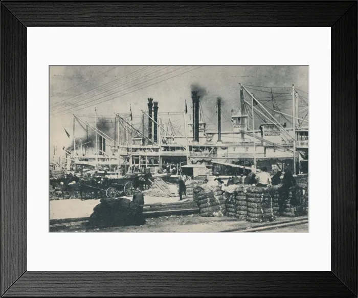 Framed Print : When Cotton Was Loaded, a forest of derricks and smoke-stacks, 1937