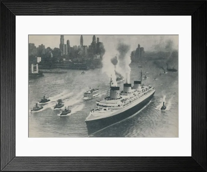 Framed Print : Arrival at New York of the Normandie, 1936 Framed Print : Arrival at New York of the Normandie, 1936
