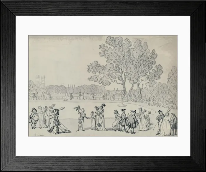 Framed Print : Promenade in the Green Park, 1808, (1920). Artist: Thomas Rowlandson Framed Print : Promenade in the Green Park, 1808, (1920). Artist: Thomas Rowlandson