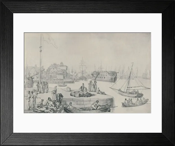 Framed Print : The Quay, Blackwall Docks, 1810, (1920). Artist: Thomas Rowlandson