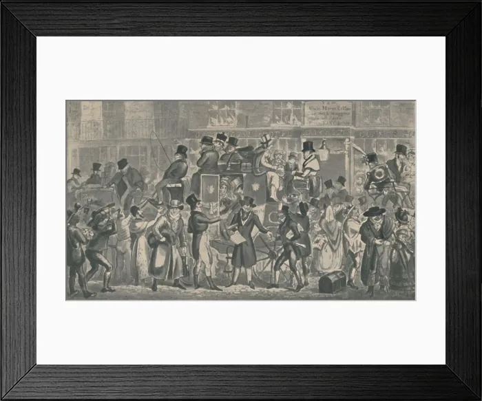 Framed Print : Outside White Horse Cellar, Piccadilly, 1821, (1920). Artists: Isaac Robert Cruikshank Framed Print : Outside White Horse Cellar, Piccadilly, 1821, (1920). Artists: Isaac Robert Cruikshank
