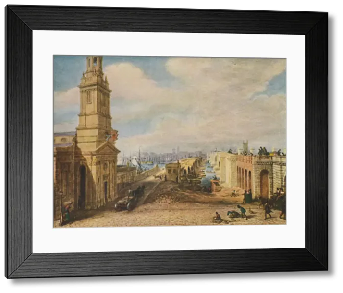 Framed Print : London Bridges Old and New, 1831, (1920). Artist: George Scharf