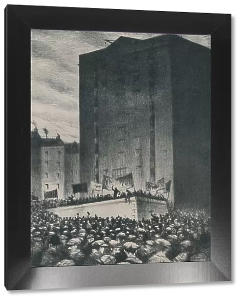 The Railway Strike - Meeting on Tower Hill, 1919, 1920. Artist: CRW Nevinson