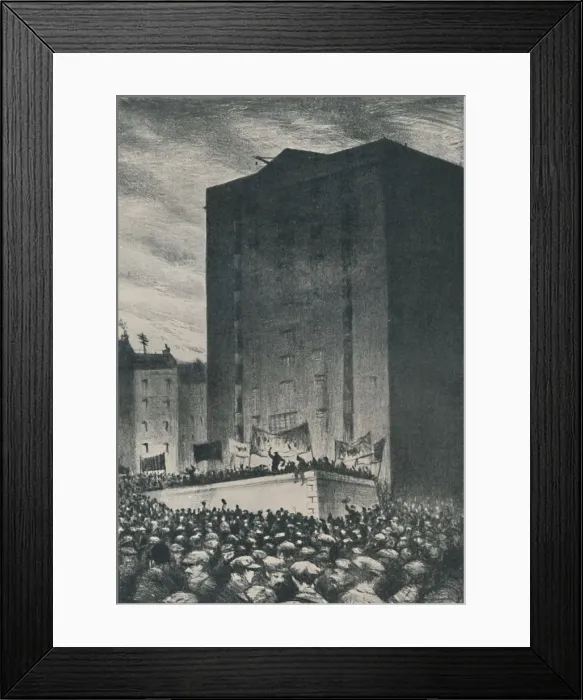 Framed Print : The Railway Strike - Meeting on Tower Hill, 1919, 1920. Artist: CRW Nevinson Framed Print : The Railway Strike - Meeting on Tower Hill, 1919, 1920. Artist: CRW Nevinson