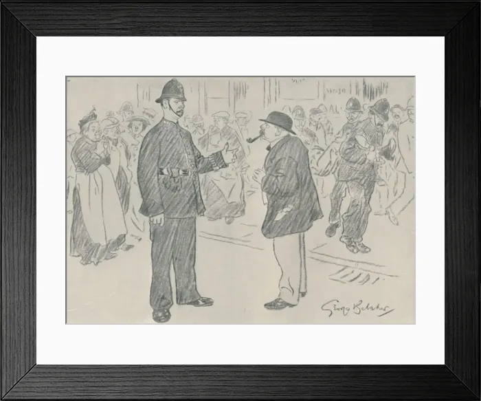 Framed Print : Police and the People, 1920. Artist: George Belcher Framed Print : Police and the People, 1920. Artist: George Belcher