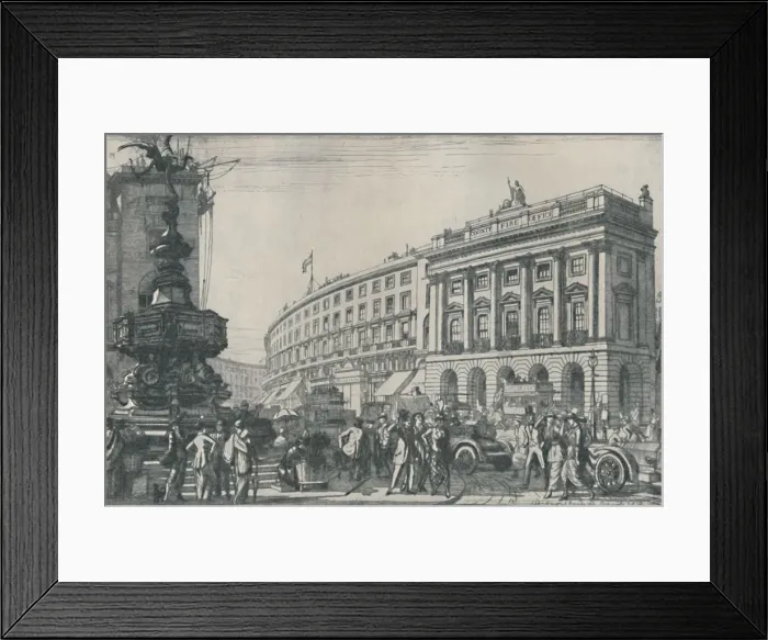 Framed Print : The Traffic at Piccadilly Circus, 1914, (1920). Artist: Randolph Schwabe Framed Print : The Traffic at Piccadilly Circus, 1914, (1920). Artist: Randolph Schwabe