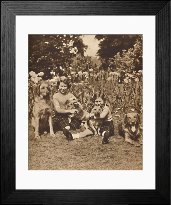 Framed Print : -And Friends, Princesses Elizabeth and Mary at Royal Lodge, Windsor, c1936 (1937) Framed Print : -And Friends, Princesses Elizabeth and Mary at Royal Lodge, Windsor, c1936 (1937)