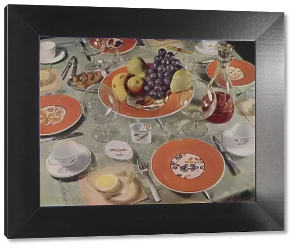 Dessert - In this table arrangement the fruit service is Royal Copenhagen faience, 1939