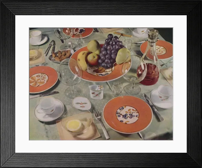 Framed Print : Dessert - In this table arrangement the fruit service is Royal Copenhagen faience, 1939 Framed Print : Dessert - In this table arrangement the fruit service is Royal Copenhagen faience, 1939