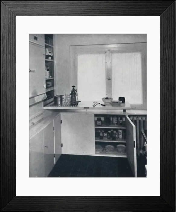 Framed Print : Werner Harting - Kitchen with a black Dutch tiled floor, white walls and built-in shelves Framed Print : Werner Harting - Kitchen with a black Dutch tiled floor, white walls and built-in shelves