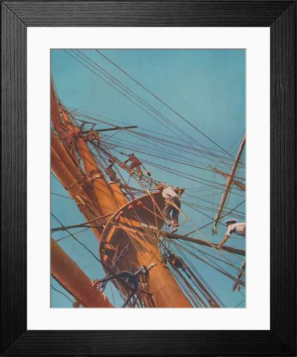 Framed Print : Going aloft on board the Archibald Russell, square-riggers under Finnish flag, 1937 Framed Print : Going aloft on board the Archibald Russell, square-riggers under Finnish flag, 1937