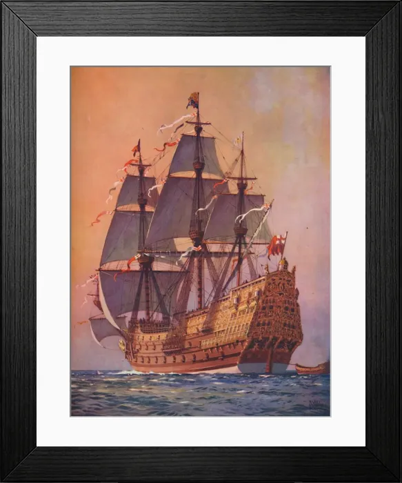 Framed Print : The Finest Man-of-War of Her Time, the Sovereign of the Seas marked an important Framed Print : The Finest Man-of-War of Her Time, the Sovereign of the Seas marked an important