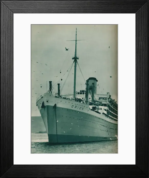 Framed Print : The Majesty of a Great Liner - The Orion at anchor, 1937