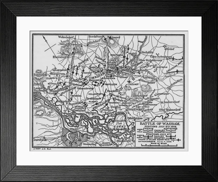 Framed Print : Battle of Wagram, positions July 5th 1809, (1896) Framed Print : Battle of Wagram, positions July 5th 1809, (1896)